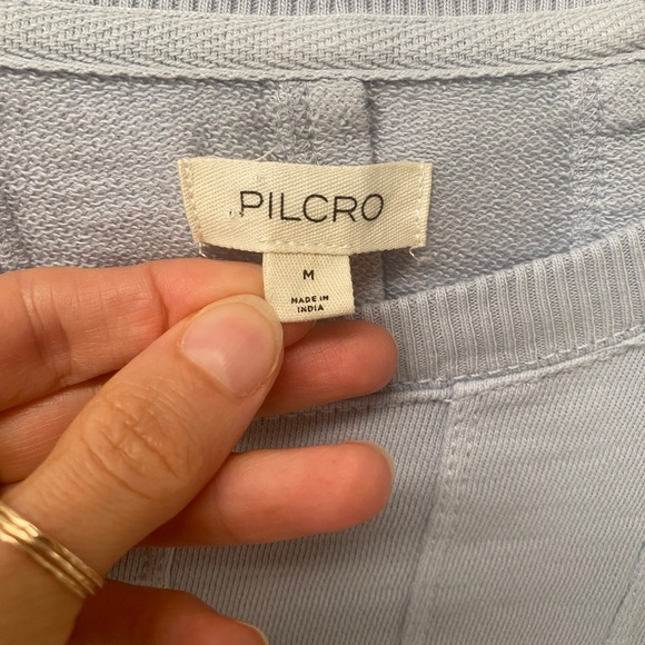Pilcro Anthropologie Box Pleated Sky Blue Cotton Sweatshirt Top Sz M $129.94 - Picture 5 of 10